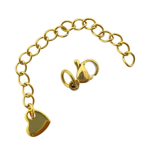 Complete sluiting goud met hartje RVS - 60mm-onderdelen-Kraaltjes van Renate