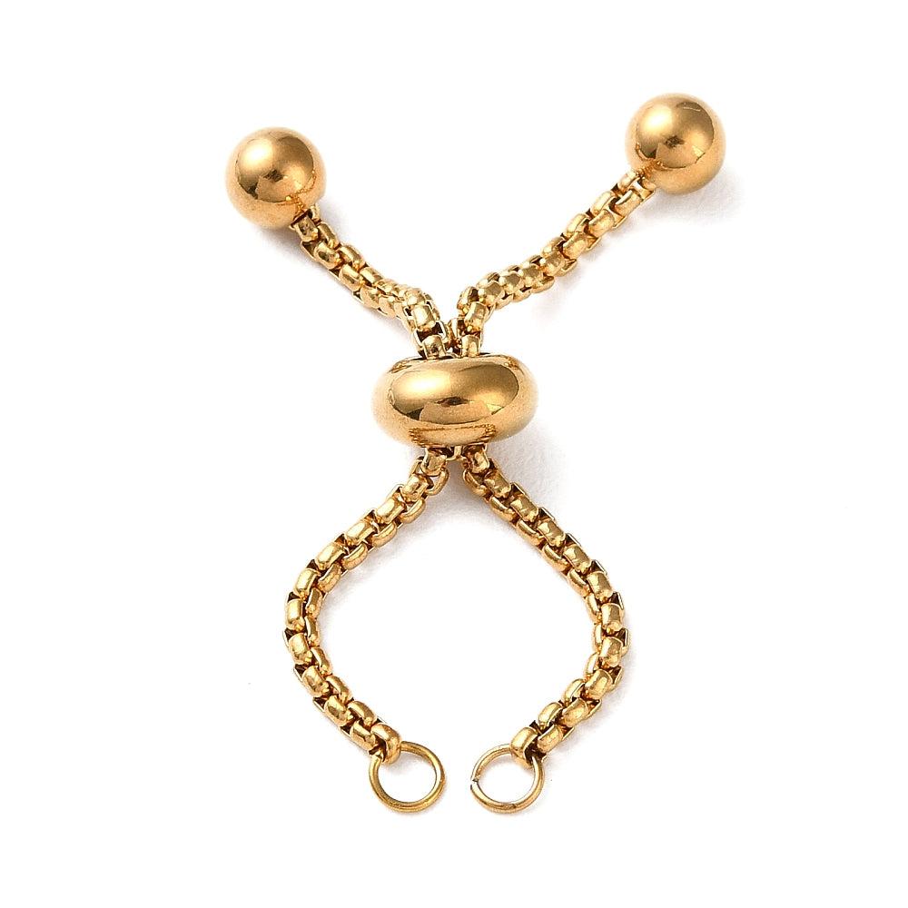 Complete sluiting met macrame kraal RVS goud 9,4cm-bedels-Kraaltjes van Renate