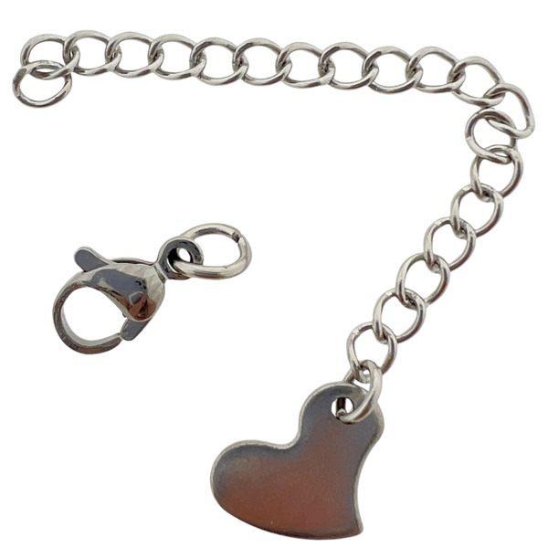 Complete sluiting zilver met 9x11mm hartje RVS - 60mm-onderdelen-Kraaltjes van Renate