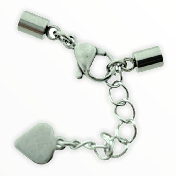 Complete sluiting zilver met hart RVS Ø3mm - 30mm-Kraaltjes van Renate