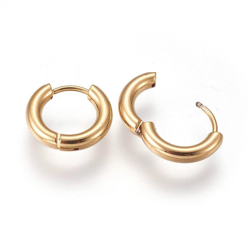 Creolen oorbel rond gold 18k RVS 16x3mm - per paar-onderdelen-Kraaltjes van Renate