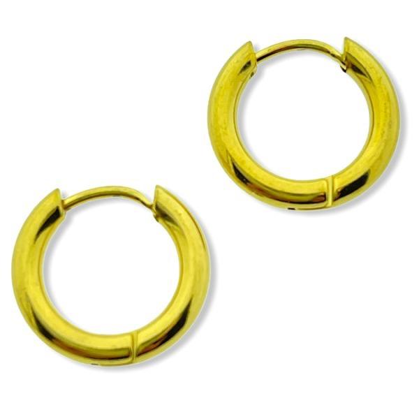 Creolen oorbel rond gold rvs 12mm - per paar-Kraaltjes van Renate