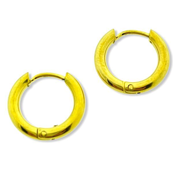 Creolen oorbel rond gold rvs 15mm - per paar-Kraaltjes van Renate