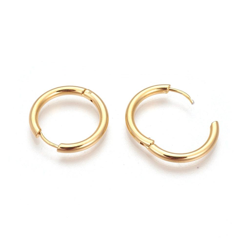 Creolen oorbel rond goud rvs 16mm - per paar-onderdelen-Kraaltjes van Renate