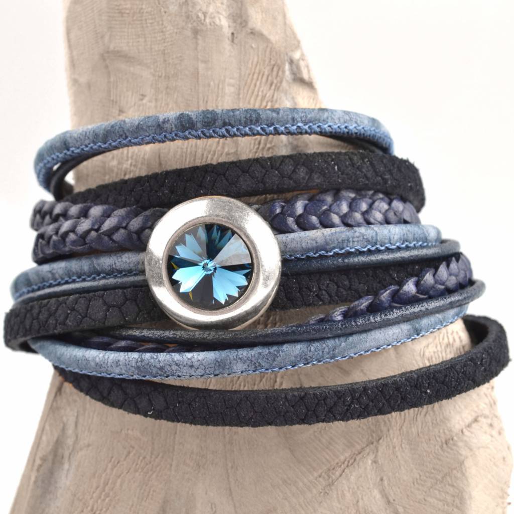 DIY 2-dubbele swarovski Dark blue bracelet-Kraaltjes van Renate