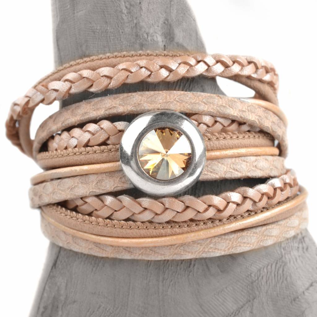 DIY 2-dubbele swarovski Nude peach bracelet-Kraaltjes van Renate