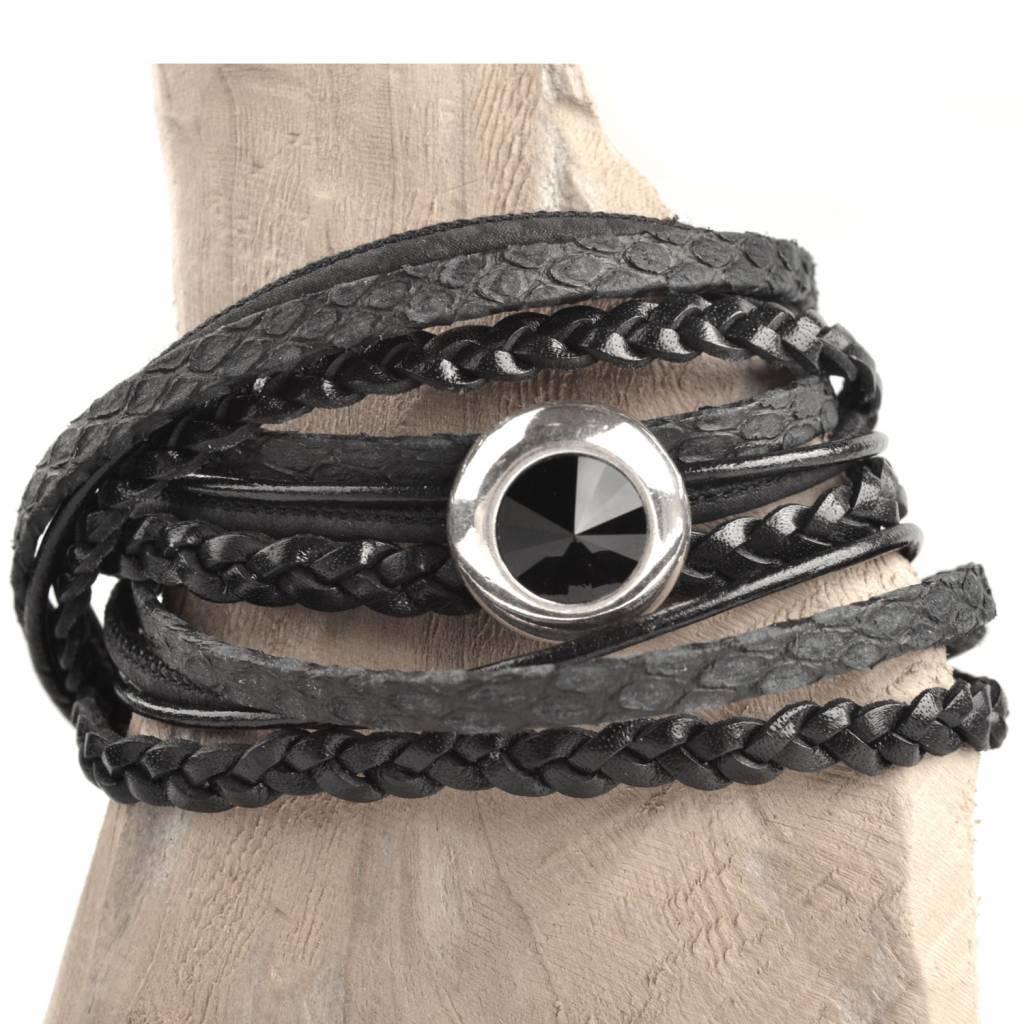 DIY 3-dubbele swarovski Black bracelet-Kraaltjes van Renate