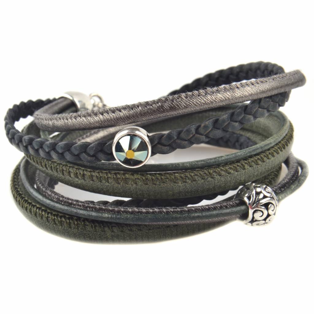 DIY Dubbele wikkel armband Army green-Kraaltjes van Renate