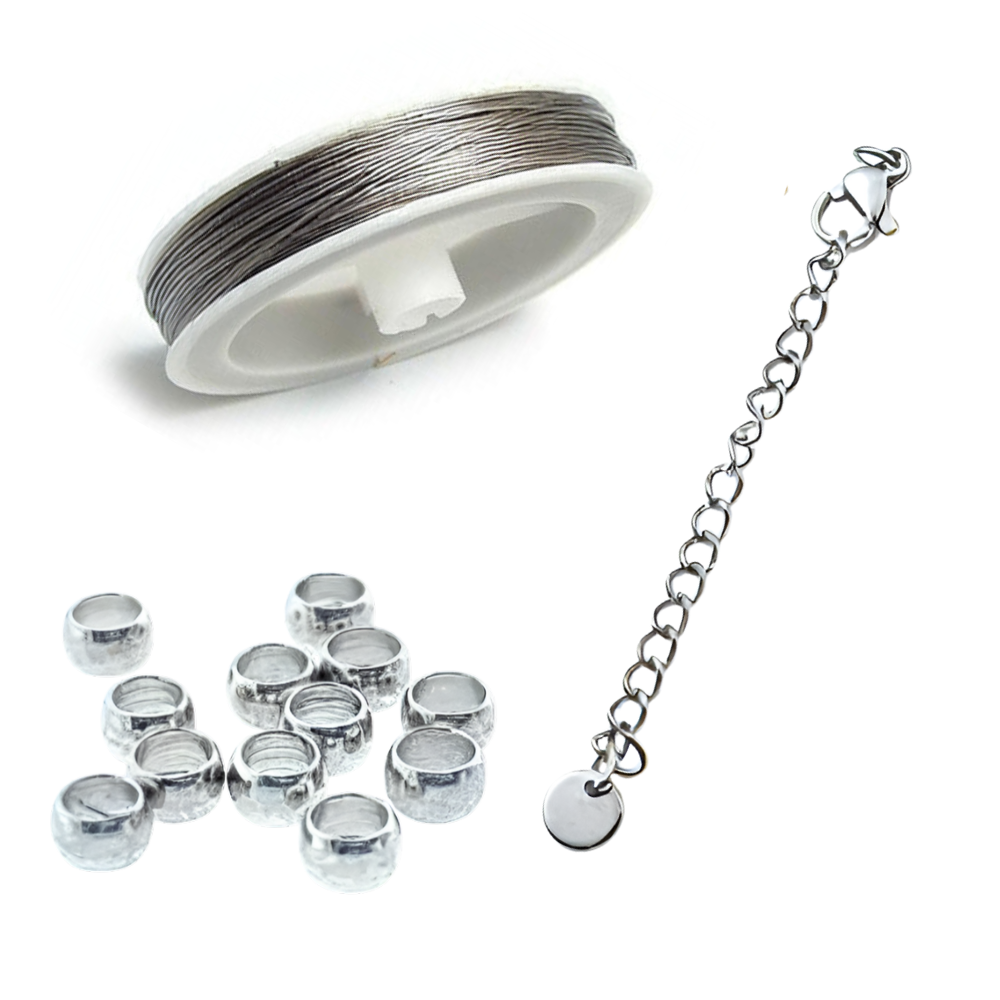 DIY | Ketting rijgen basis setje ZILVER incl. karabijnsluiting en verlengketting-Kraaltjes van Renate