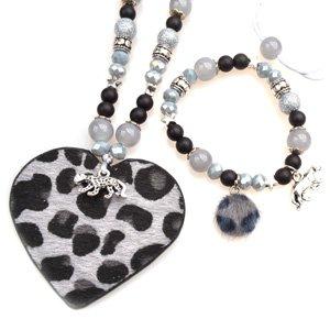 DIY Leopard set Ketting & Armband Grijs en Zilver-Kraaltjes van Renate