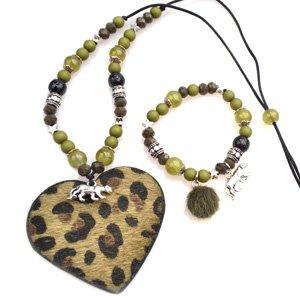 DIY Leopard set Ketting & Armband Olive green-Kraaltjes van Renate
