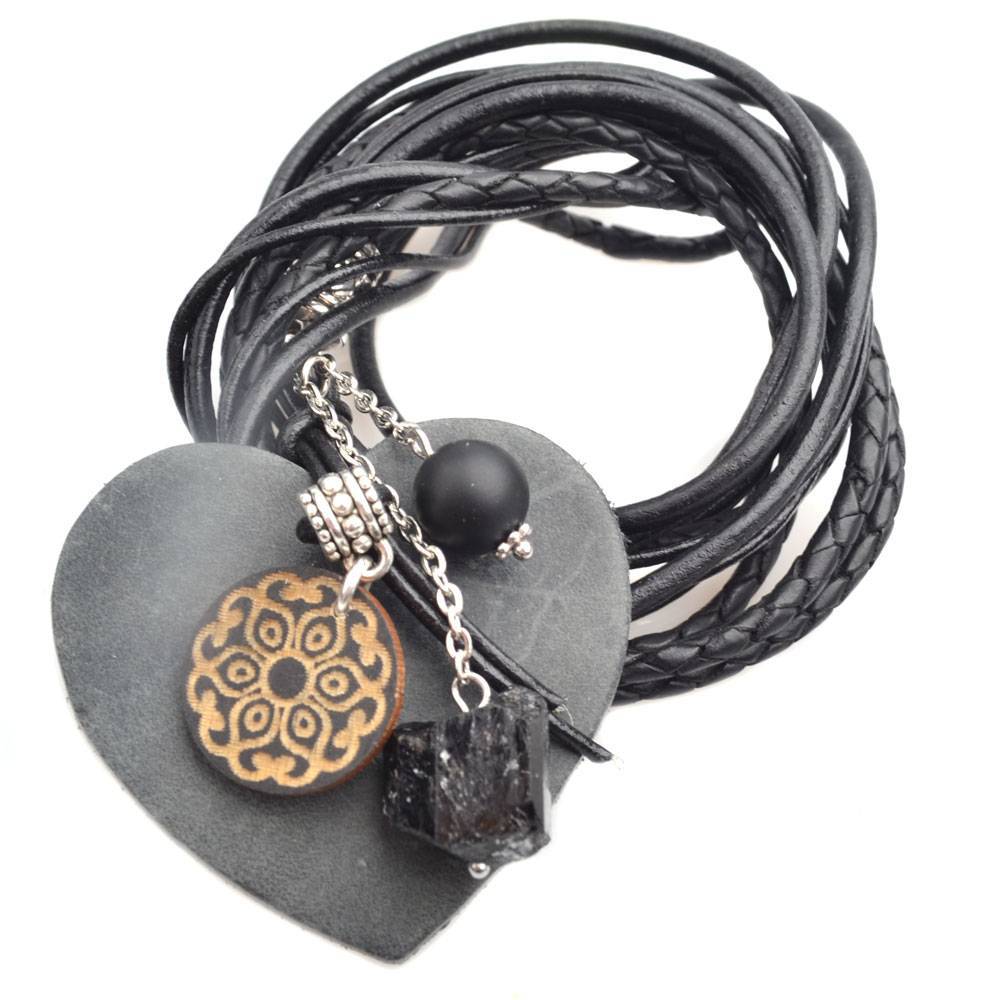 DIY Mix ketting Leer | Edelsteen | Hout - Antraciet Black-Kraaltjes van Renate