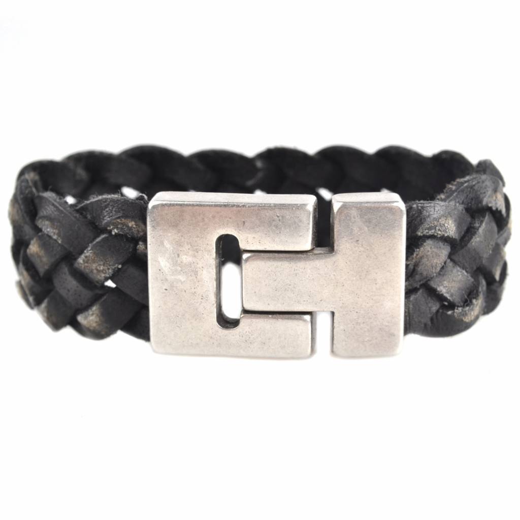 DIY Rough leather armband Black 20mm-Kraaltjes van Renate