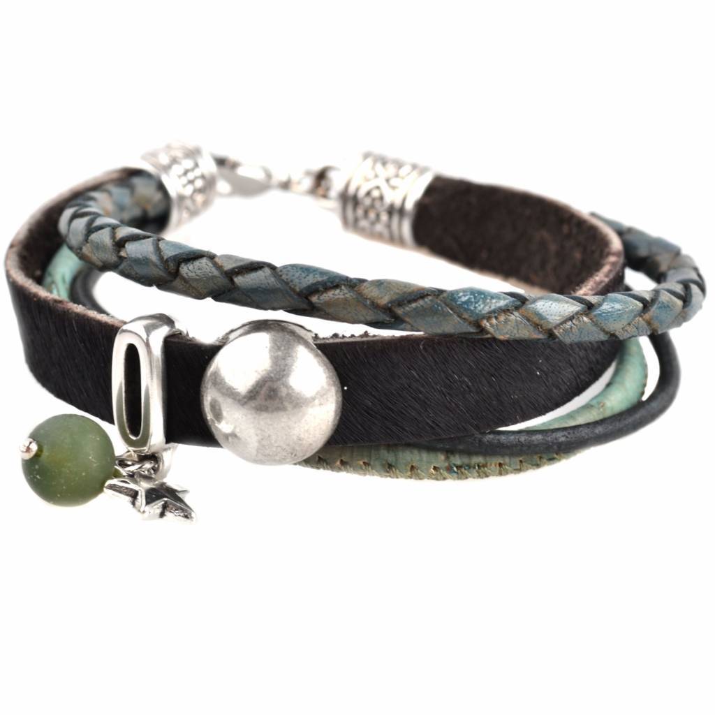 DIY armband Hairy leer Black & Green-Kraaltjes van Renate