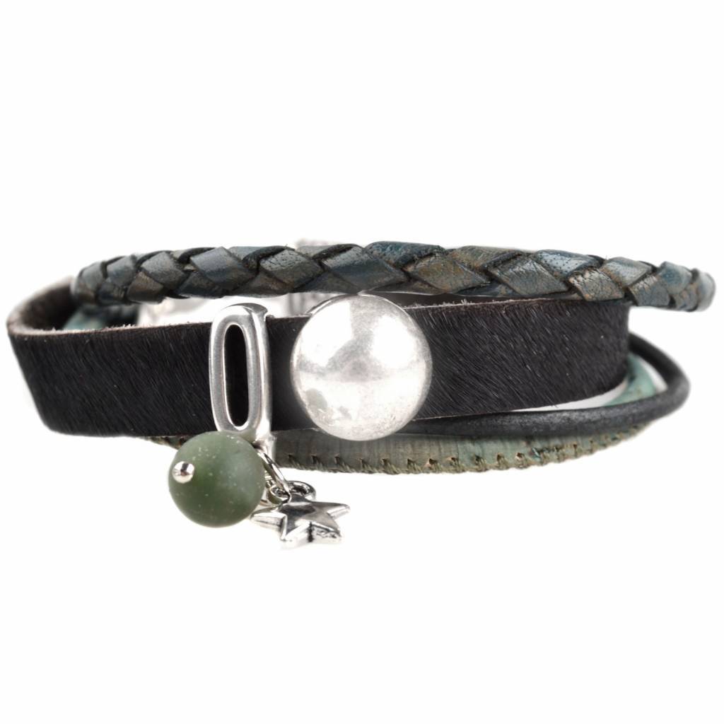 DIY armband Hairy leer Black & Green-Kraaltjes van Renate