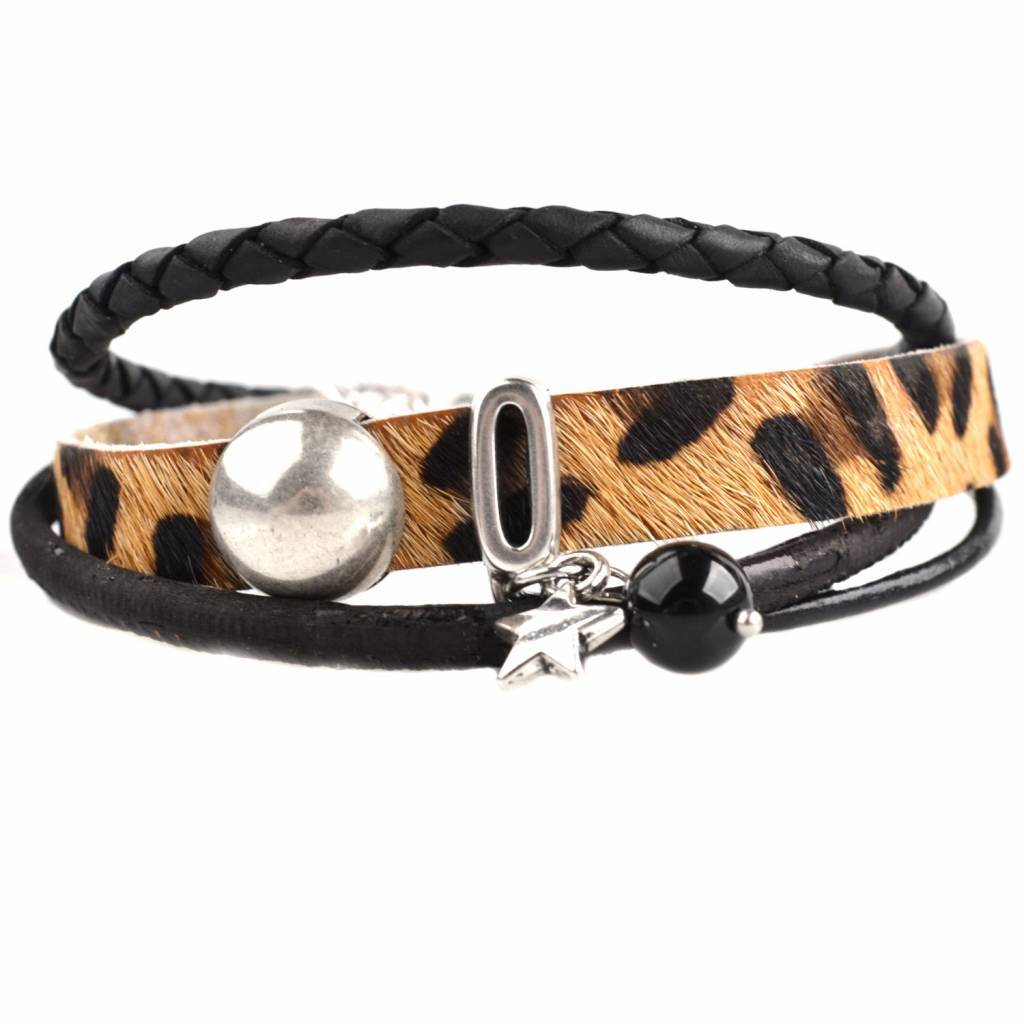 DIY armband Hairy leer panter Black& Brown-Kraaltjes van Renate