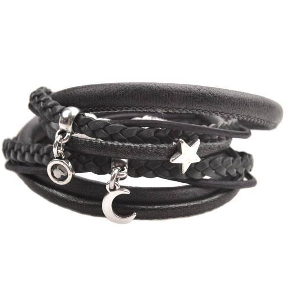 DIY armband moon & stars leer Black-Kraaltjes van Renate