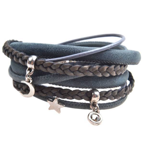 DIY armband moon & stars leer Dark blue-Kraaltjes van Renate