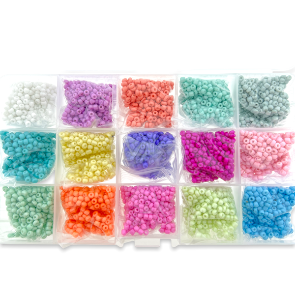 DIY box met 15 kleuren 3mm rocailles soft-DIY-Kraaltjes van Renate