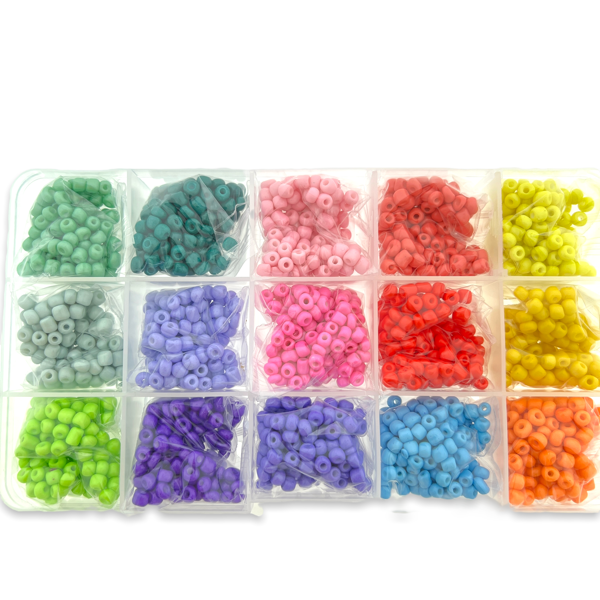 DIY box met 15 kleuren 4mm rocailles fluor-DIY-Kraaltjes van Renate