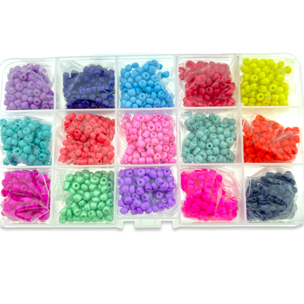 DIY box met 15 kleuren 4mm rocailles warm-DIY-Kraaltjes van Renate