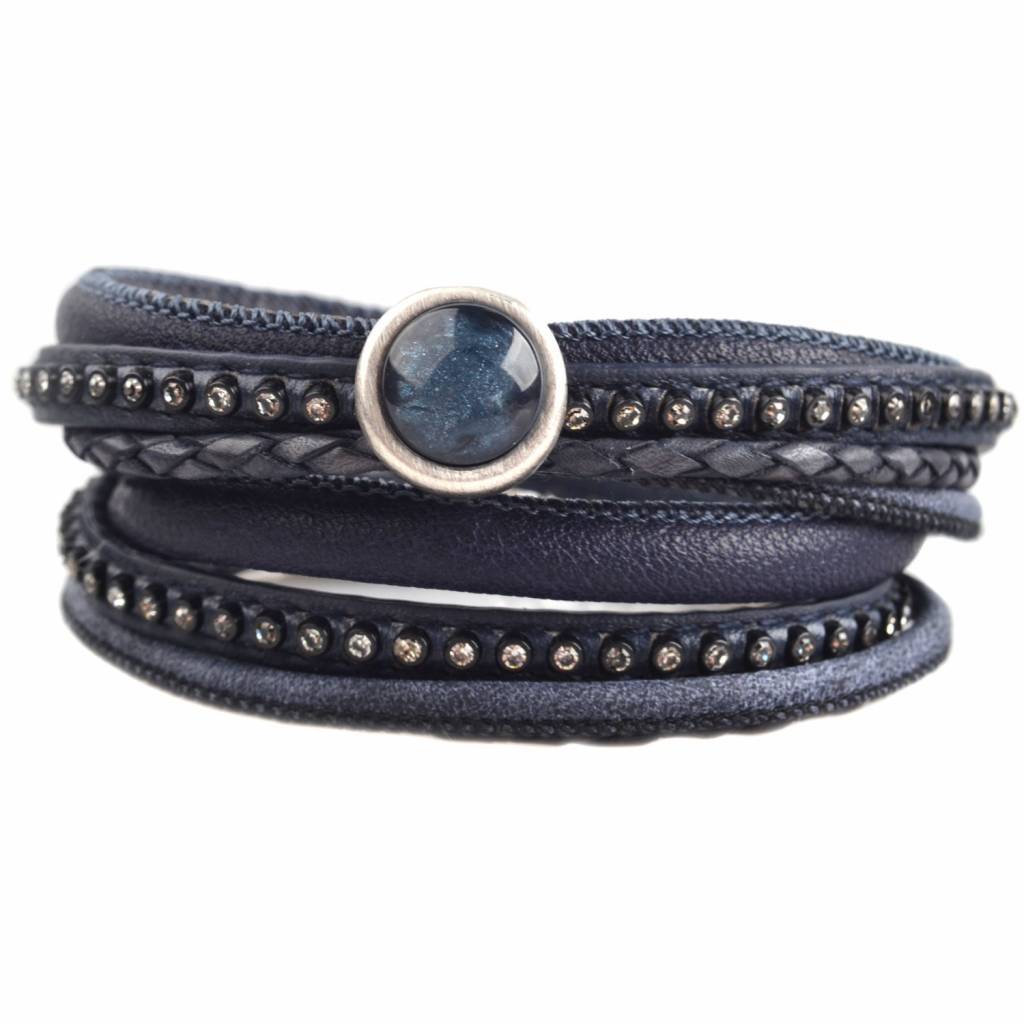 DIY dubbele Crystal Dark blue bracelet-Kraaltjes van Renate