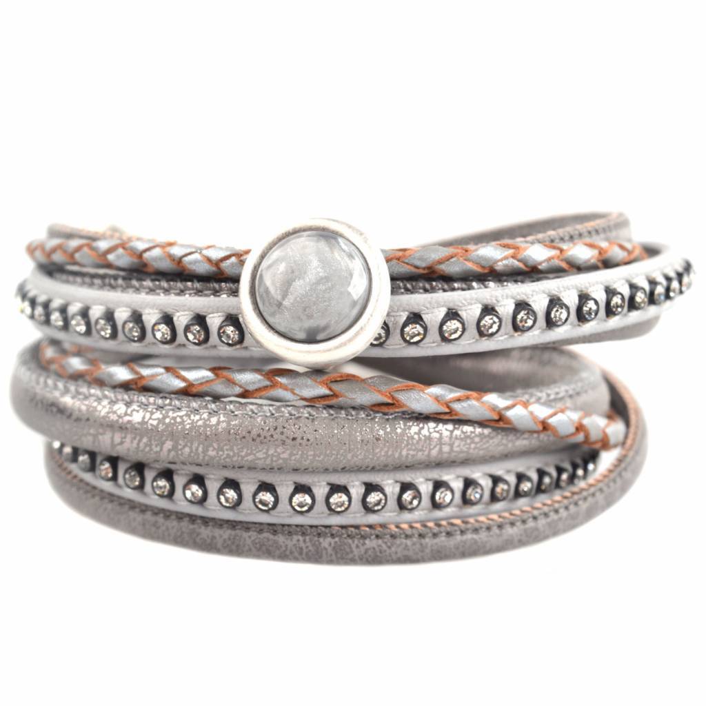 DIY dubbele Crystal Light grey bracelet-Kraaltjes van Renate