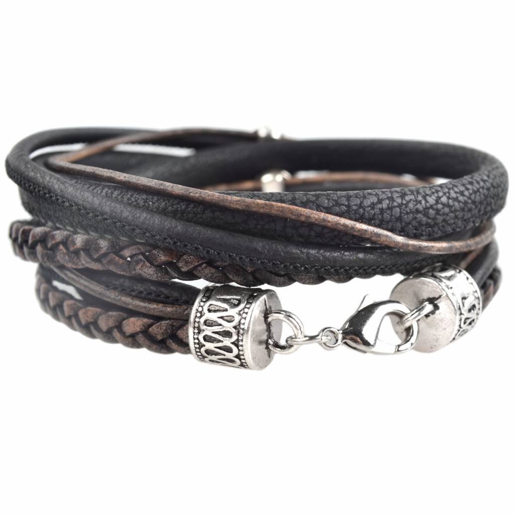 DIY dubbele Swarovski & metal Black stone bracelet-Kraaltjes van Renate