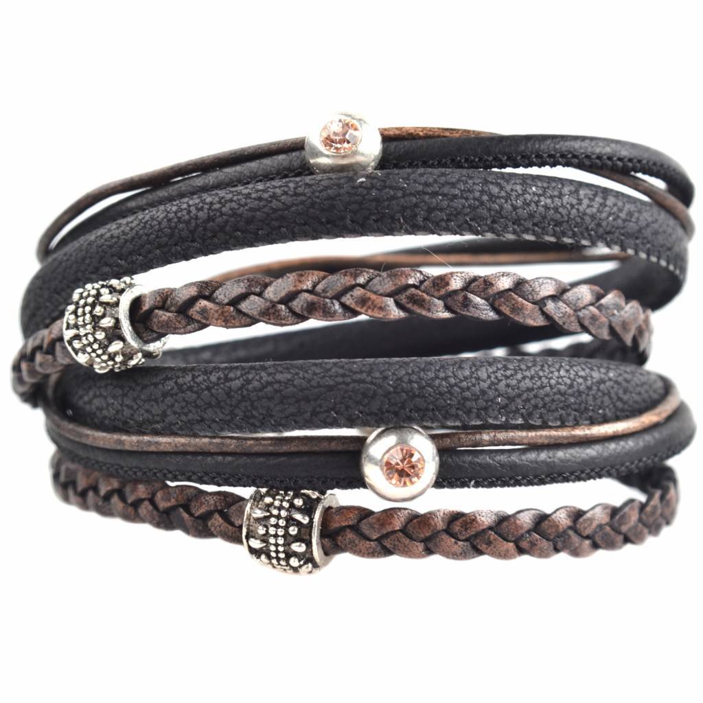 DIY dubbele Swarovski & metal Black stone bracelet-Kraaltjes van Renate