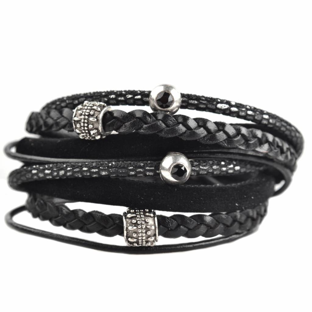 DIY dubbele Swarovski & velvet Black bracelet-Kraaltjes van Renate