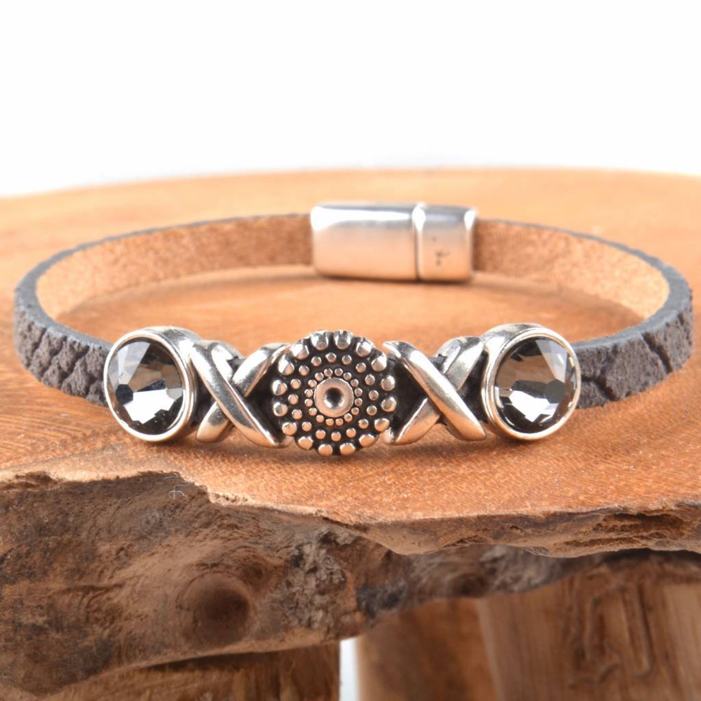 DIY leer armband Boho crystals-Kraaltjes van Renate
