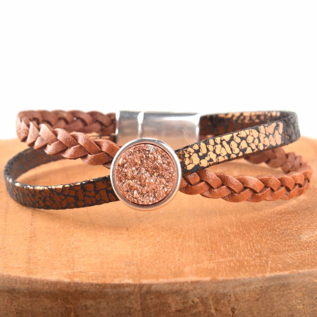 DIY leer armband Cross & Shine Cognac-Kraaltjes van Renate