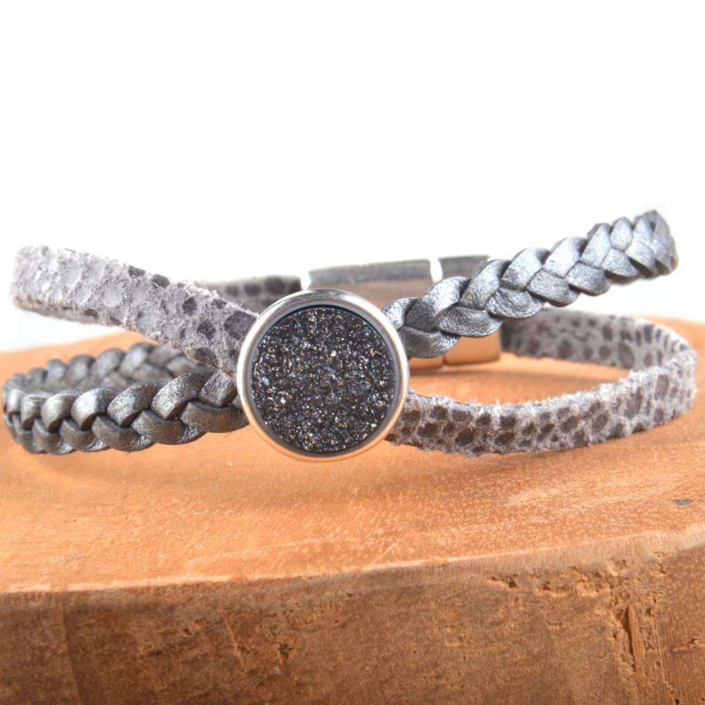 DIY leer armband Cross & Shine Dark Grey-Kraaltjes van Renate