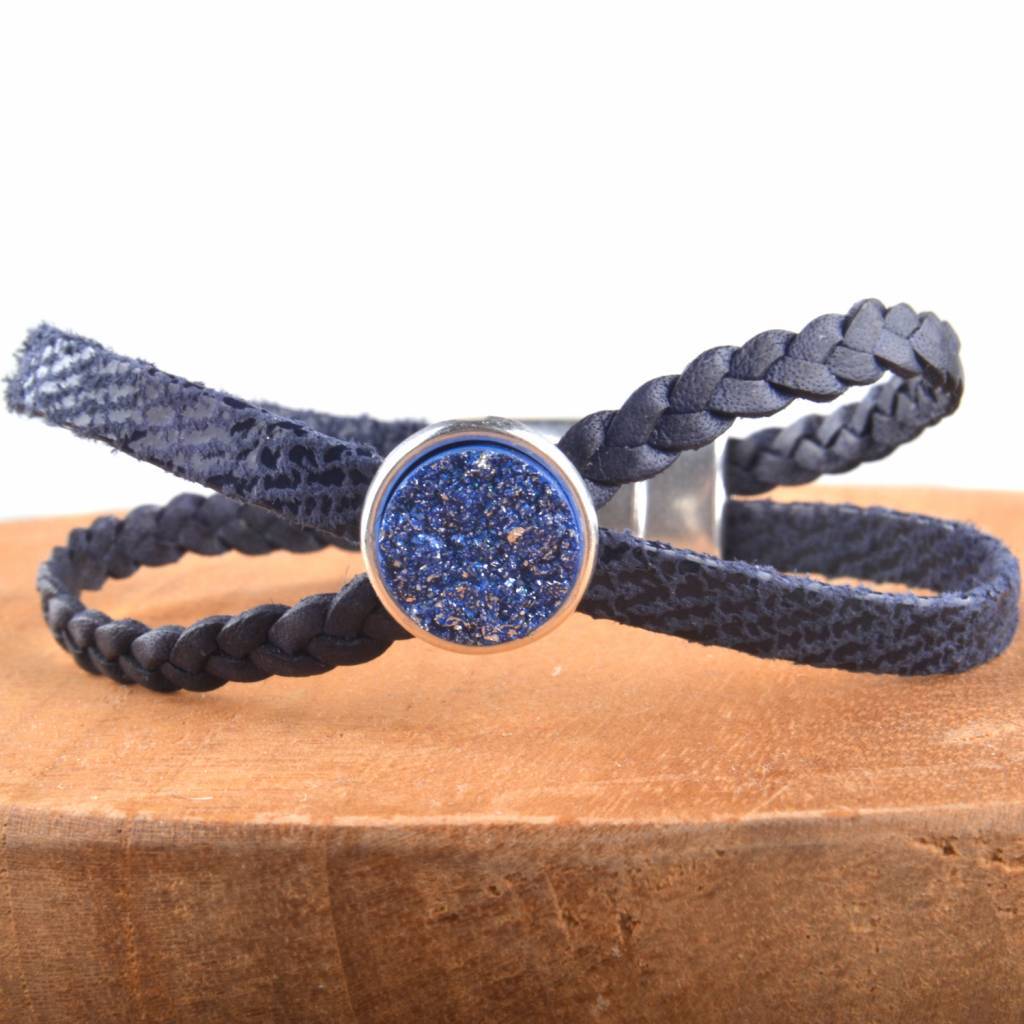 DIY leer armband Cross & Shine Dark blue-Kraaltjes van Renate