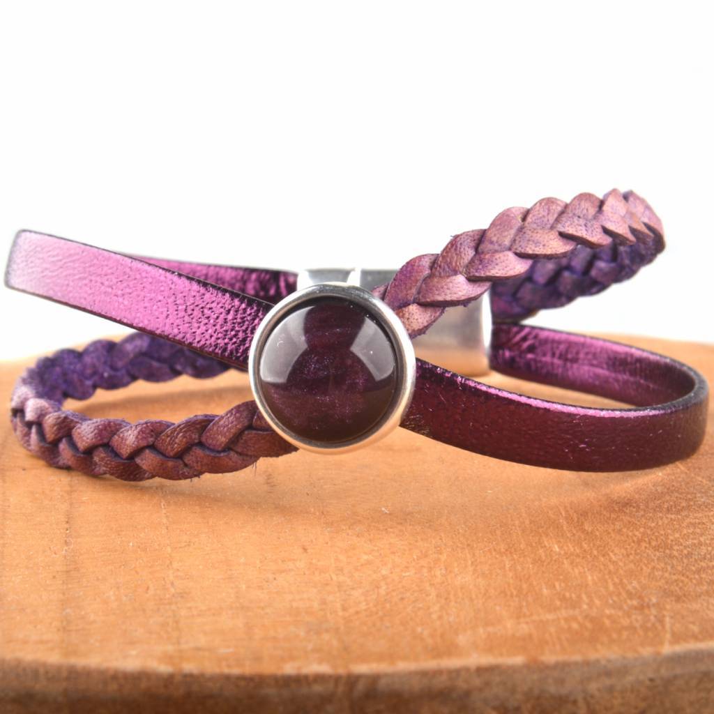 DIY leer armband Cross & Shine Purple-Kraaltjes van Renate