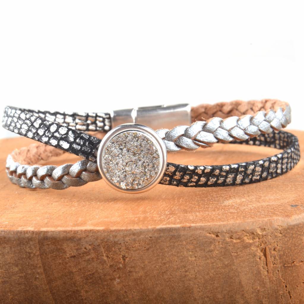 DIY leer armband Cross & Shine Silver-Kraaltjes van Renate