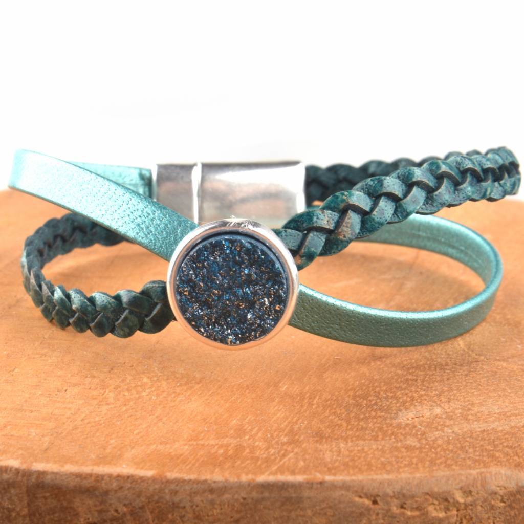 DIY leer armband Cross & Shine Turquoise-Kraaltjes van Renate