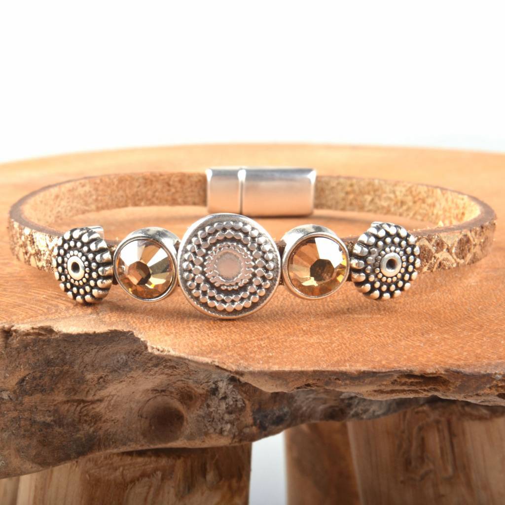 DIY leer armband Dots & Crystals-Kraaltjes van Renate