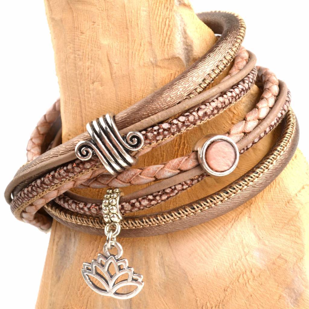 DIY leer wikkel armband Nude brown-Kraaltjes van Renate