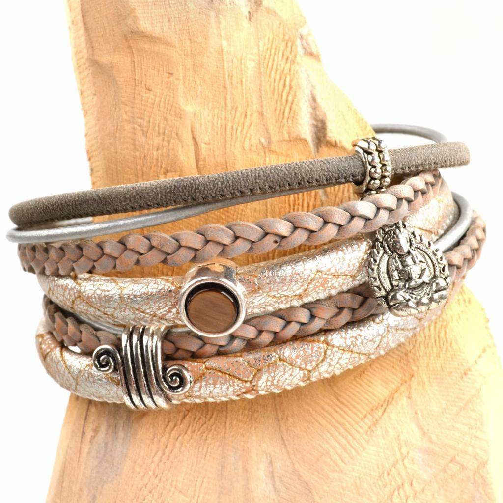 DIY leer wikkel armband Nude grey-Kraaltjes van Renate