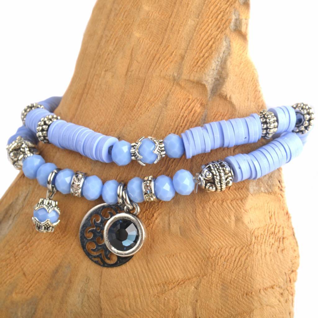 DIY pakketje Fall discs Sky blue - 2 armbanden-Kraaltjes van Renate