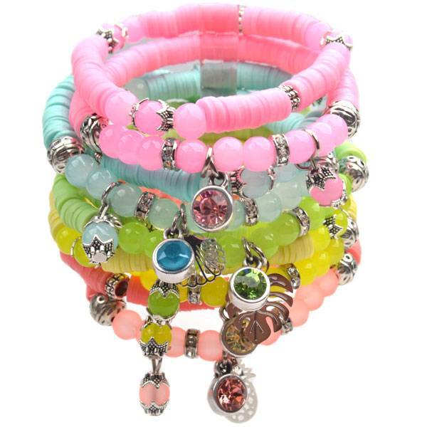 DIY pakketje Spring discs Complete set - 10 armbanden-Kraaltjes van Renate