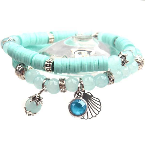 DIY pakketje Spring discs Light Aqua - 2 armbanden-Kraaltjes van Renate