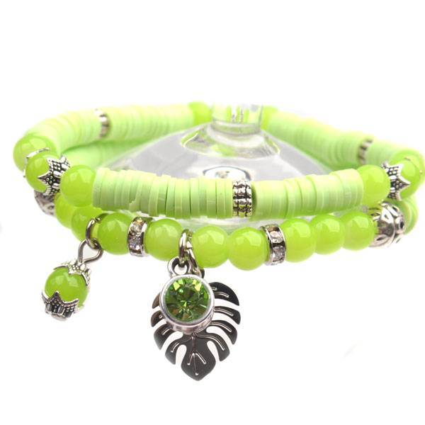 DIY pakketje Spring discs Light Green - 2 armbanden-Kraaltjes van Renate