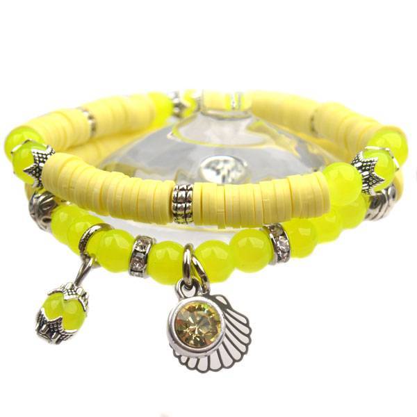 DIY pakketje Spring discs Light Yellow - 2 armbanden-Kraaltjes van Renate