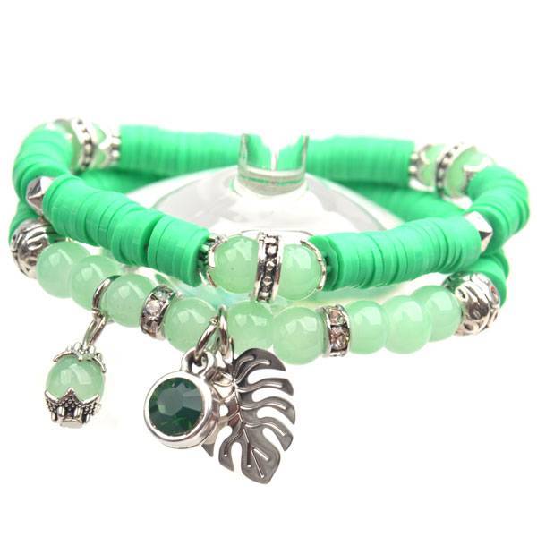 DIY pakketje Summer discs Green - 2 armbanden-Kraaltjes van Renate