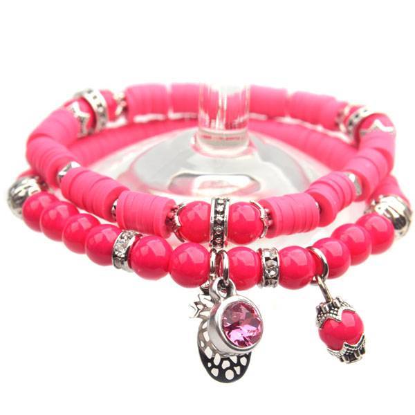 DIY pakketje Summer discs Hot Pink - 2 armbanden-Kraaltjes van Renate