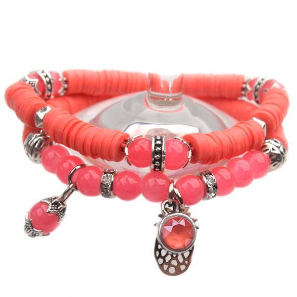 DIY pakketje Summer discs Orange Pink - 2 armbanden-Kraaltjes van Renate