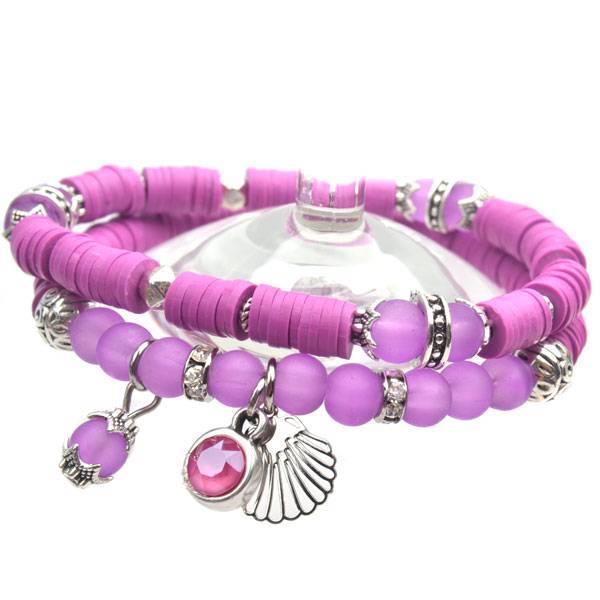 DIY pakketje Summer discs Violet Purple - 2 armbanden-Kraaltjes van Renate