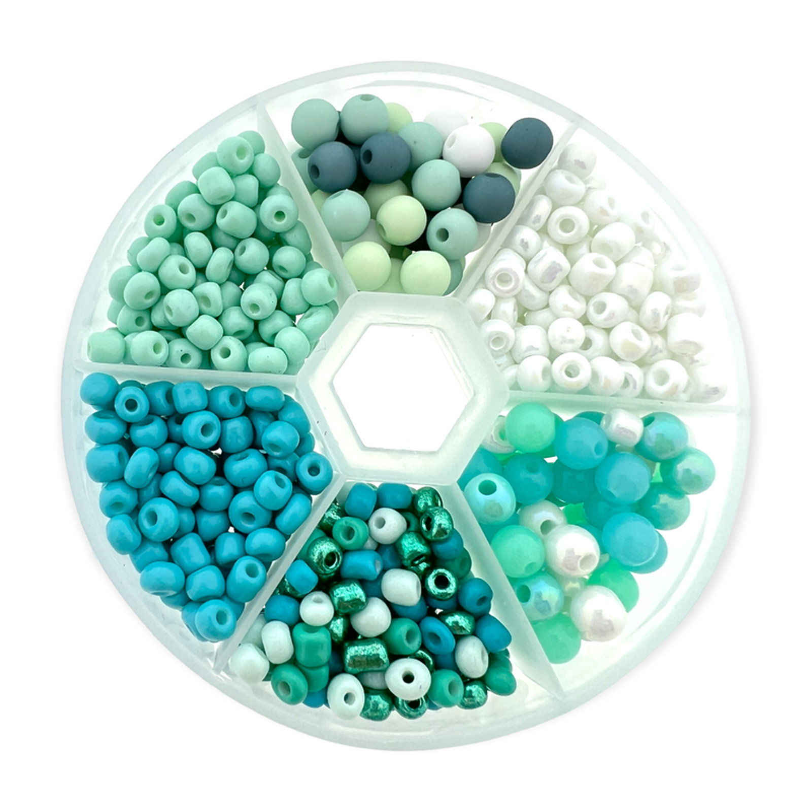 DIY rocailles & acryl box 6/0 Turquoise-DIY-Kraaltjes van Renate